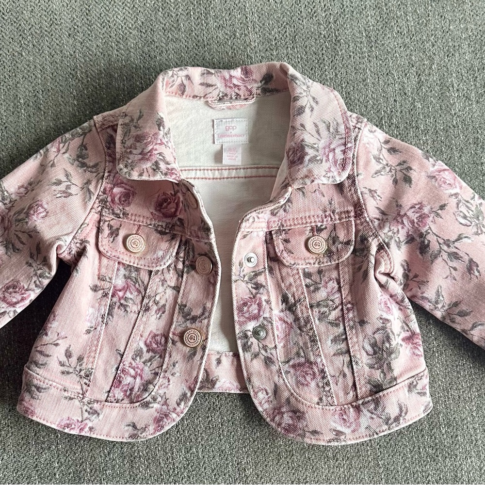 GAP Pink Floral Jean Jacket